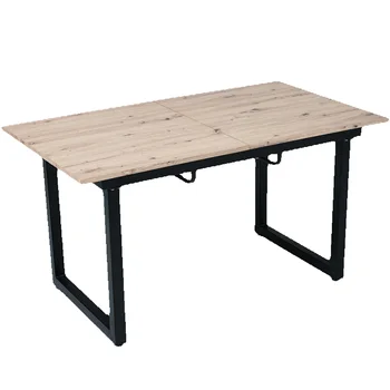 Tavolo da pranzo allungabile L140/180 * W80 * H75 Tavolo da caffè rettangolare per il tempo libero in stile industriale Tavolo da pranzo moderno e semplice in ferro 1