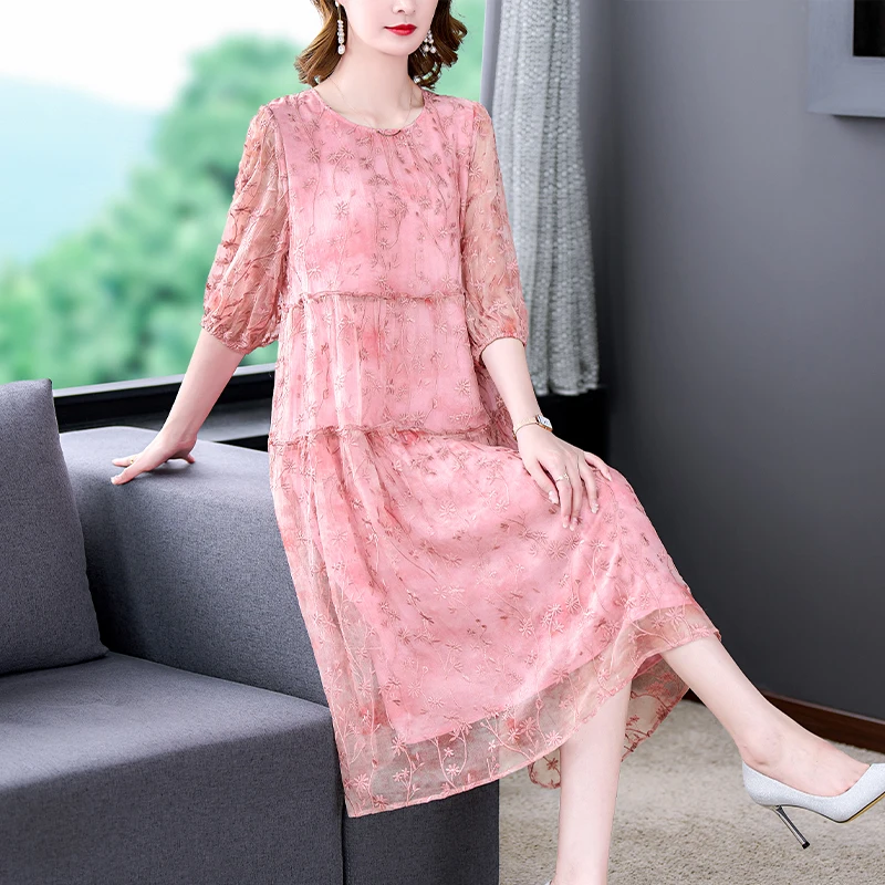 Dresses for Women 2023 Spring Summer Silk Dress Large