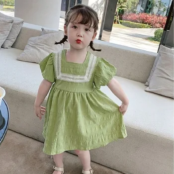 Girls Green Lace Dress 1