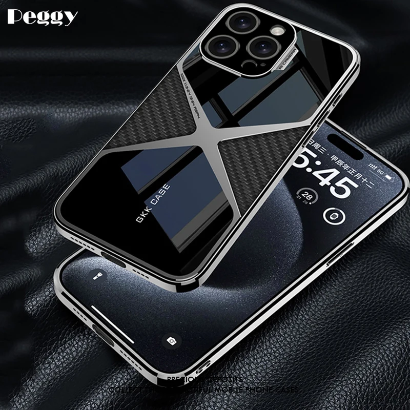 

Luxury Leather Phone Case For iPhone 15 14 Pro Max Apple 15 ProMax Shockproof protection Electroplated Plain Leather Phone Cover