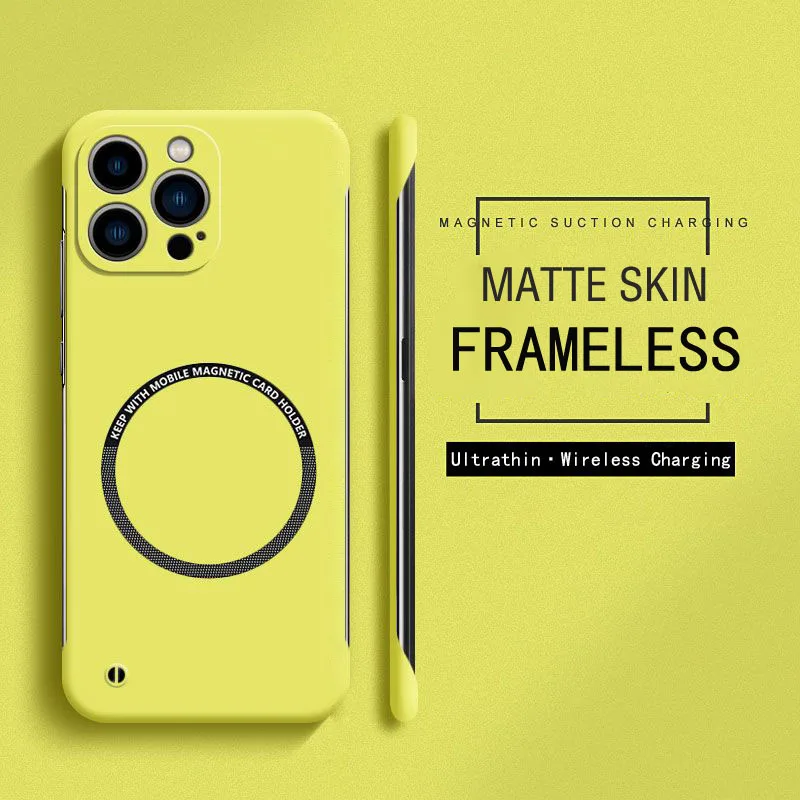 Frameless Ultra-Slim Magnetic Matte Phone Case with Hard PC Back Cover