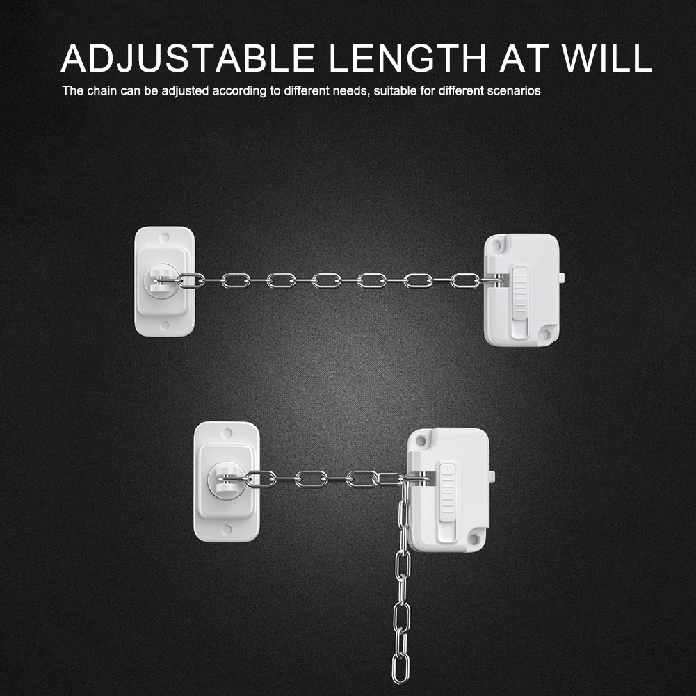 Window Security Locks Self Adhesive Window Frame Safety Chain Lock No Drilling Adjustable for UPVC Wooden Sliding Window