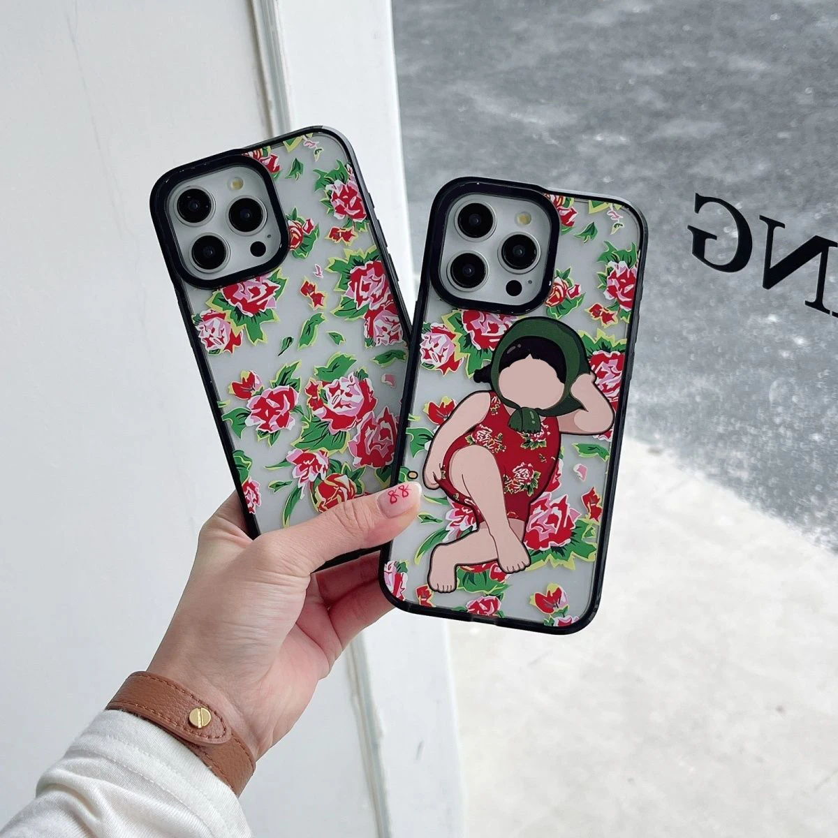 

Acrylic Flower Spoof Boy Phone Case Cover for IPhone 11 12 13 14 15 Pro Max Case for IPhone 15 Pro Max