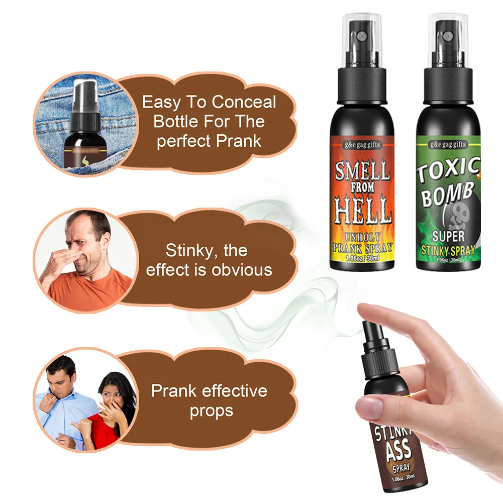 Description Picture 6 of item30ml Fart Spray Prank Joke Plastic Terrible Smell Spray Party Supplies Terrible Stinky Fart Spray Non Toxic Halloween Funny Toys