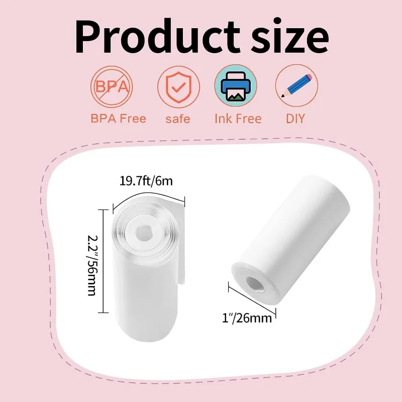 Camera Paper for Instant Print Camera Kids Paper Mini Pocket Printer Non-Adhesive Mini Printer Paper 57 X 30mm DIY  Scrapbook