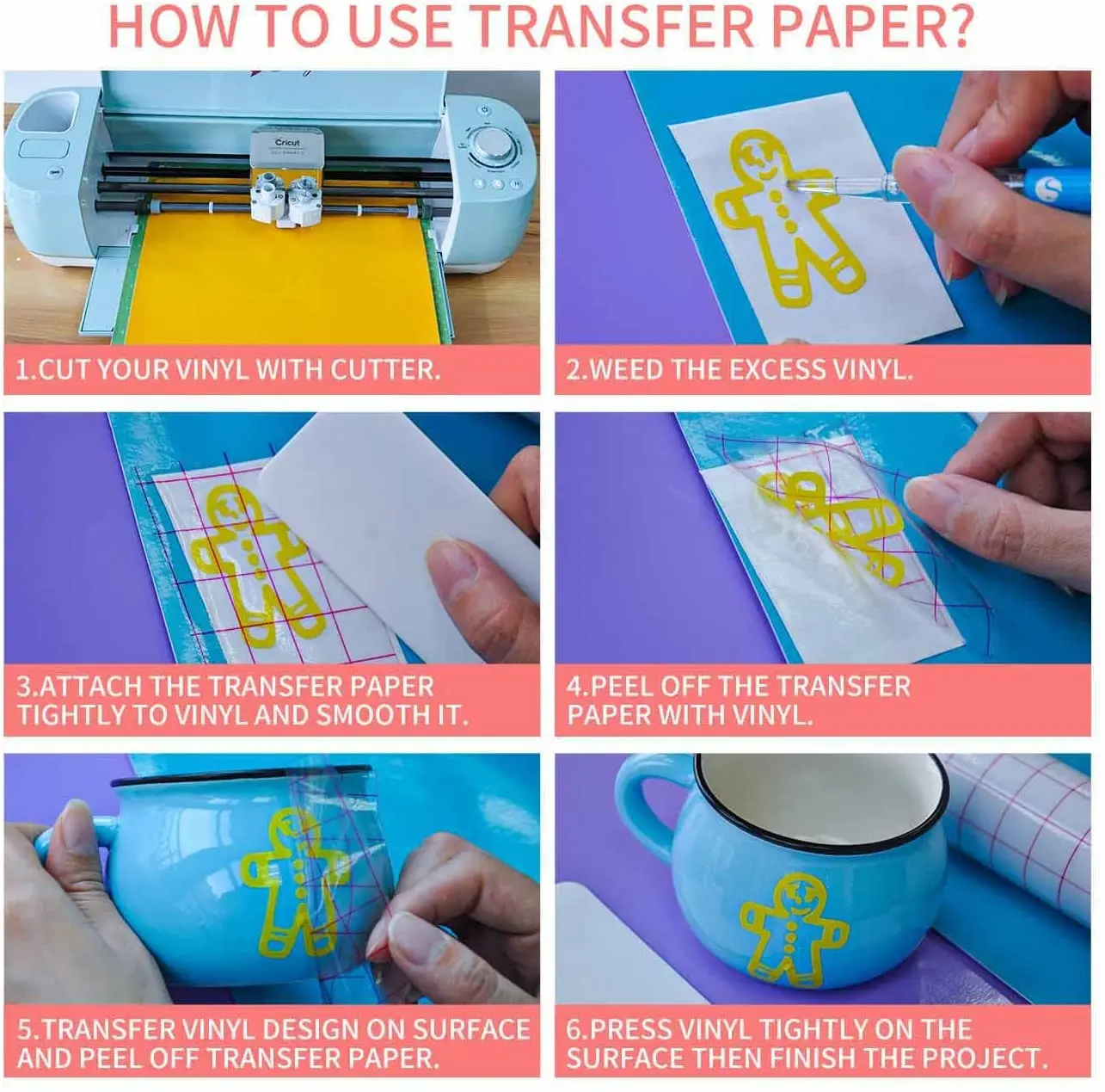 30,5cm X 100/300cm Transparentes Vinyl-Applikationsband 4-Farben-Ausrichtungsgitter für Auto Wand Handwerk Kunst Aufkleber Transferpapier Klebeband – Detail 2
