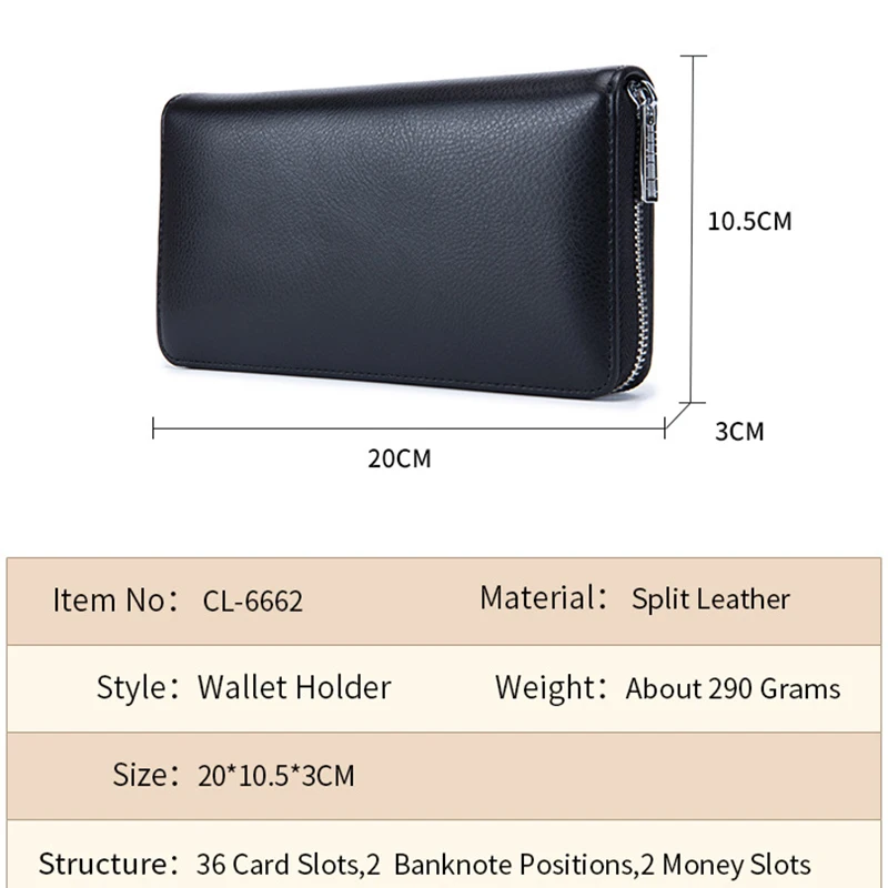 Men's Long Zipper Wallet Genuine Leather Wallet for Women RFID Blocking  Business Clutch Bag Credit Card Holder Purse Man - AliExpress