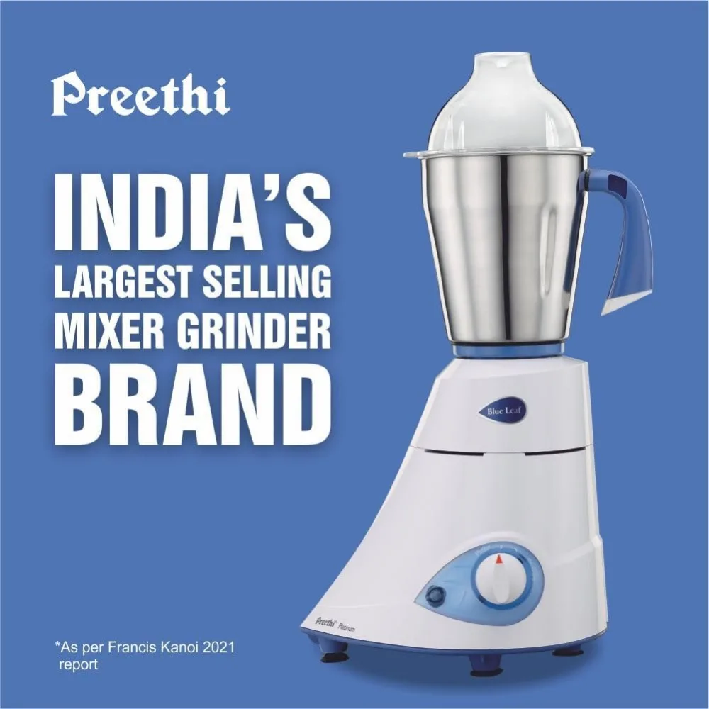 Blue Leaf Platinum 550 Watts 3 Jar Indian Mixer Grinder 110 Volts 2