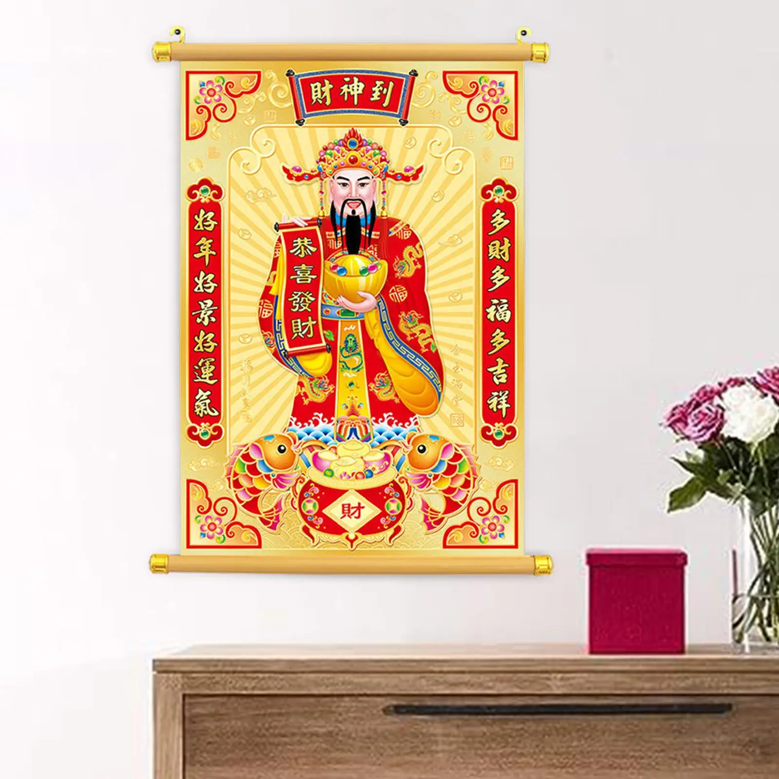

Китайский Бог богатства, Свиток, китайское Новогоднее украшение, Восточное подвесное украшение для дома, Лунный Новый год, офис, ранний праздник