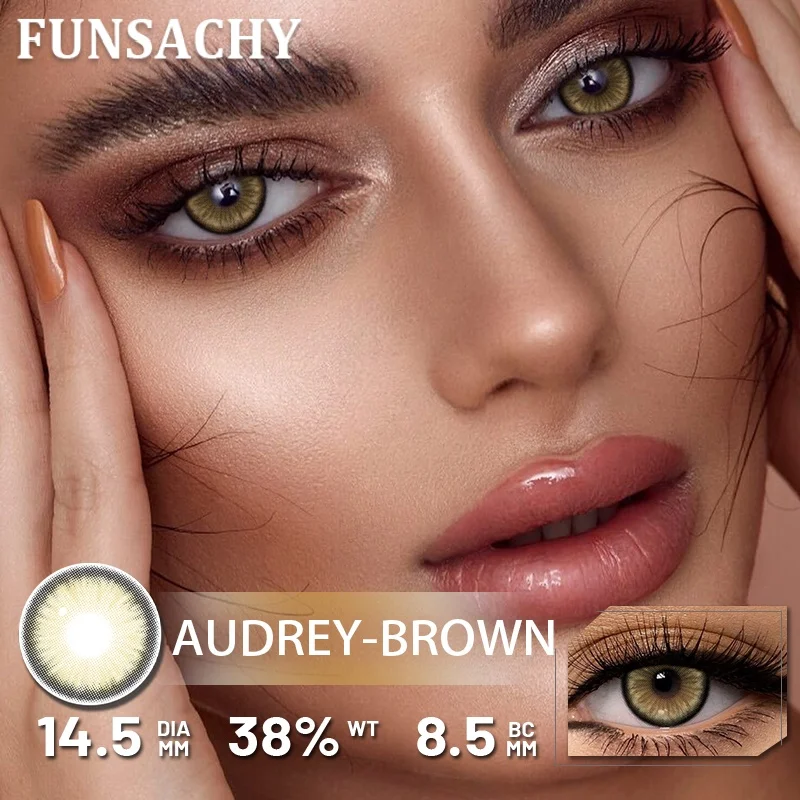 FUNSACHY Yearly Cosmetic Brown Contact Lenses - Enhance Your Eye Color with Natural Beauty