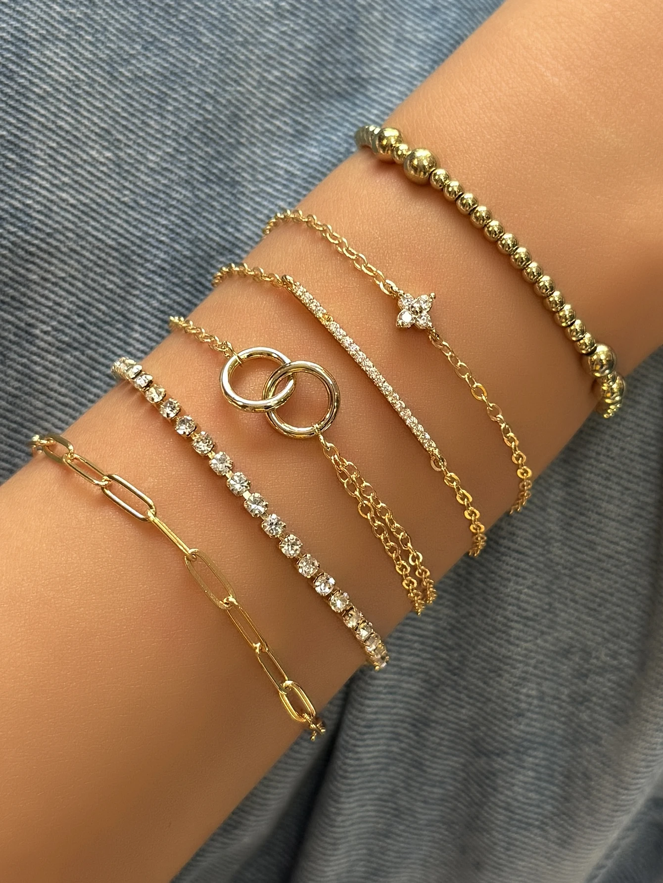6pcs Multi-Layer Stacking Bracelet Set for Women