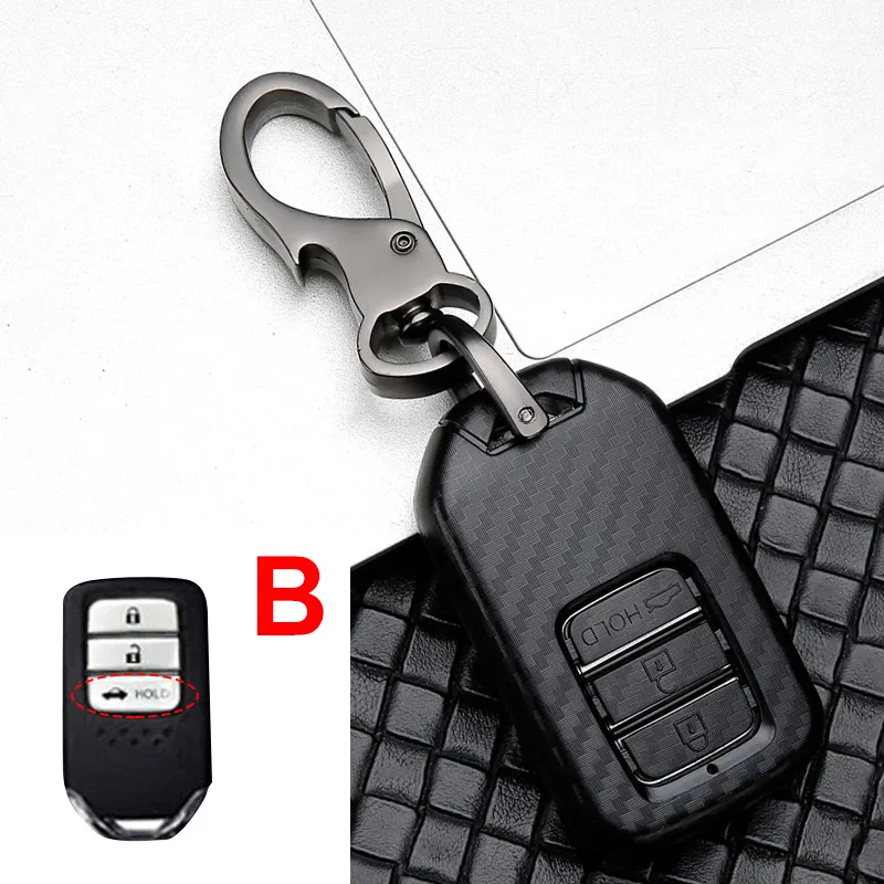 Key Case Cover Carbon Car Key Case Cover for Honda Civic CR-V HR-V Accord Jade Jazz City Pilot Crider Odyssey 2015-Keychain Bag key case key case cover
