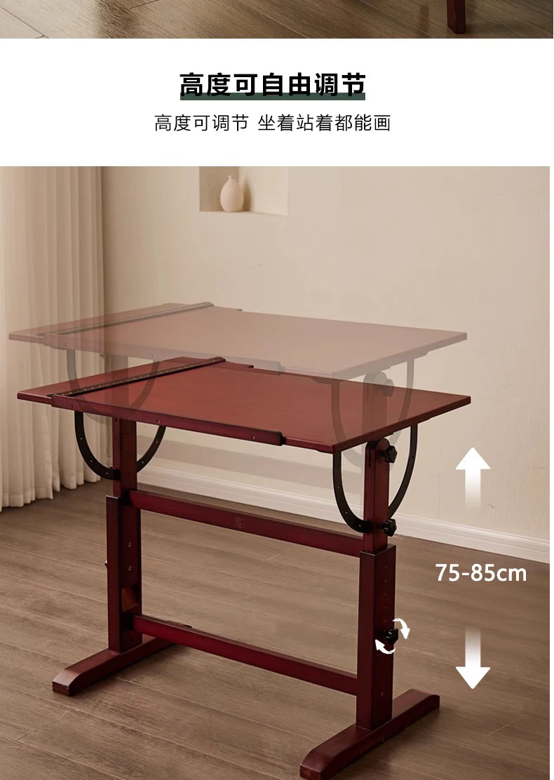 Dedicated Painting Solid Wood Drawing Table Adjustable for Architectural Designers Workbench Studio Office Desks 이동식 책상 사무실