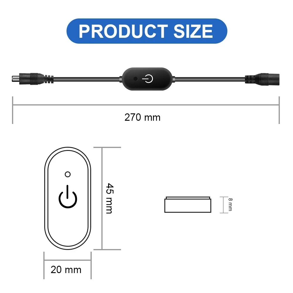 Led dimmer switch led dimmer controller smart dimmer switch lamp dimmer led strip switch led string dimmer power cords dimmer switch DC12V 5V 3A LED Tape Lights Touch Dimmer Switch Brightness Dimming Memory Function DC Plug For 5050 SMD COB LED Strip