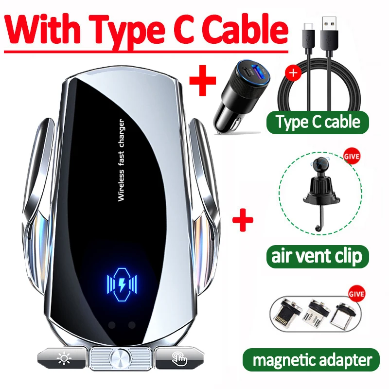 Sleek Wireless Car Phone Charger with 15W Fast Charging Capability