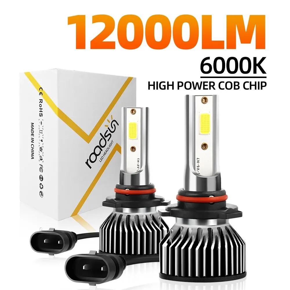 Roadsun Mini Size H4 H11 H7 LED Car Headlight Bulb 12000LM 6000K H1 H13 9005 HB3 9006 HB4 Headlamp Conversion Kits No Dark Spots