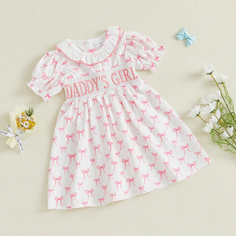 Adorable Infant Girl Floral Print Sleeveless Ruffle Trim Round Neck A-line Dress Summer Outfit with Bow Detail 2