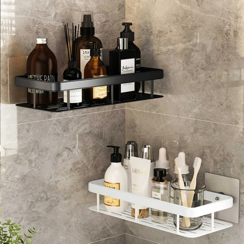 2PCS Bathroom Shelf Kitchen Storage Organizer Aluminum Alloy Shampoo Rack Shower Shelf No Drill