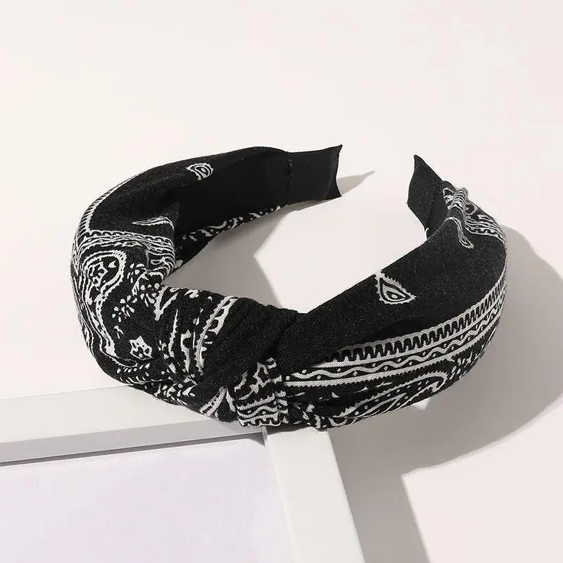 pearl hair clip New Floral Print Women Headband Cross Knot Hair Hoop Wide Side Head Hoop Cloth Fabric Hairband Bow Headwrap Hair Accessories hair band for women