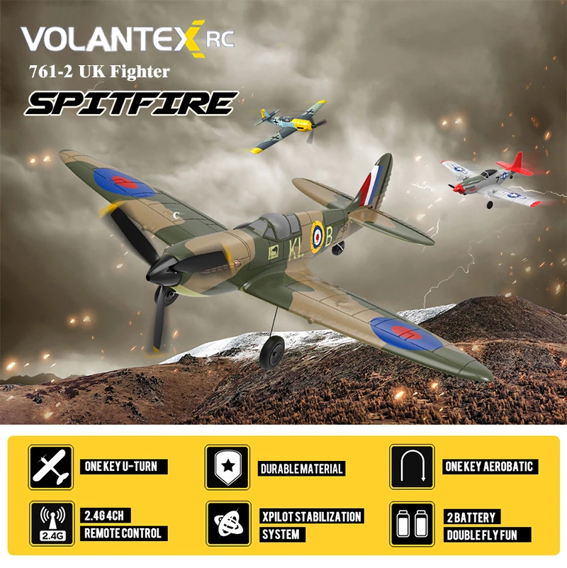 New UK Spitfire RC Airplane 2.4G 4CH Remote Control Plane EPP 400mm
