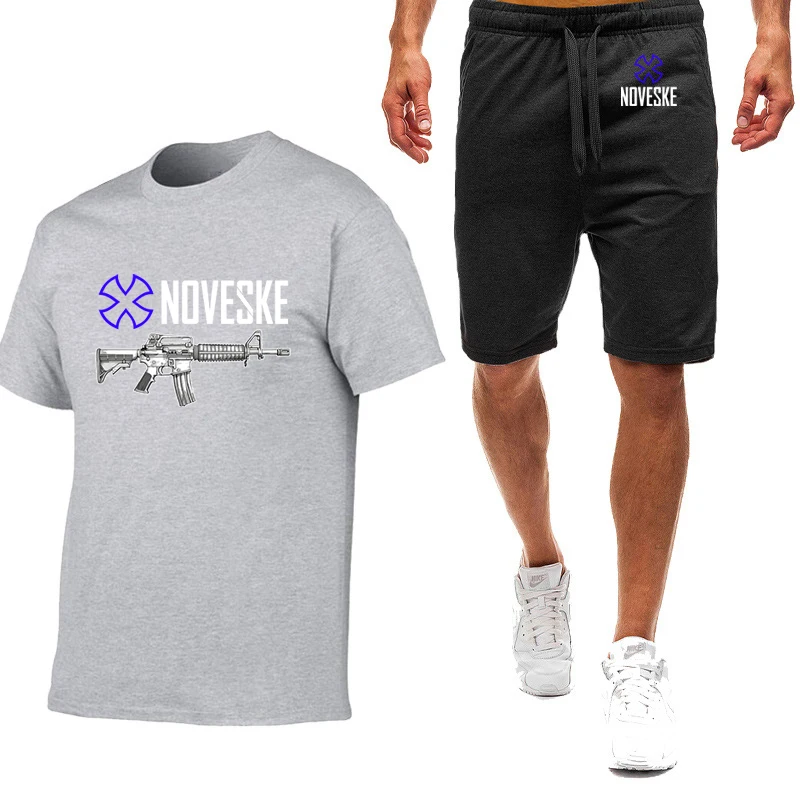 Summer Mens Funny Print Short Sleeve Shirt and Sports Pants Set