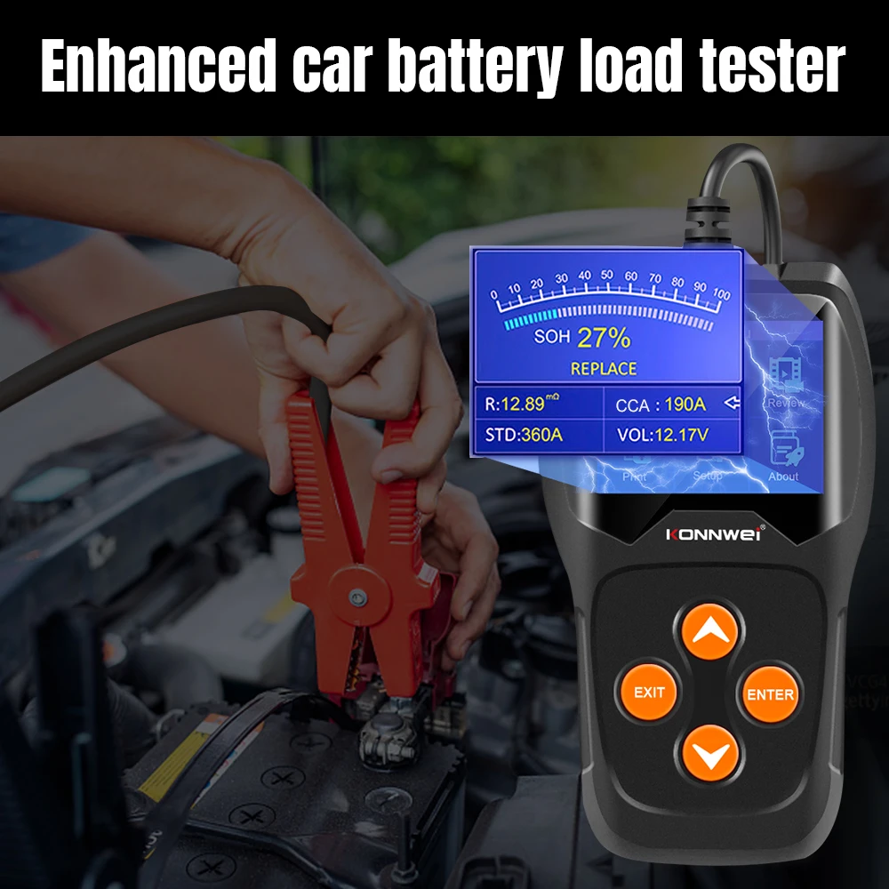 KONNWEI KW600 디지털 자동차 배터리 테스터 12V 분석기 스캐너 1002000CCA 배터리 상태 오류 자동 진단 도구