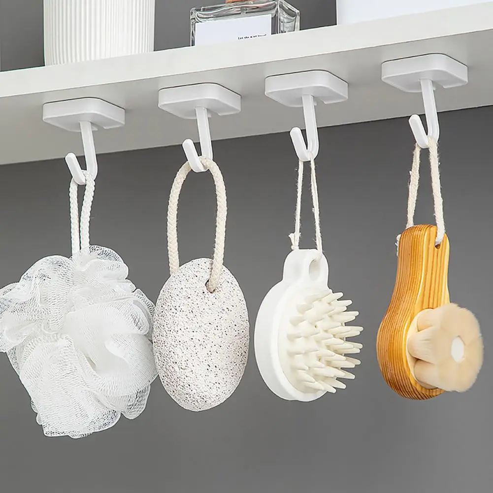 No Drilling Hooks Self-adhesive Wall Hooks for Kitchen Bathroom Load Bearing Anti-slip Punch-free Towel Clothes Hanging Hooks 2pcs bathroom wall hooks towel bags clothes hats heavy duty suction cup hooks for window bathroom kitchen hanging holder