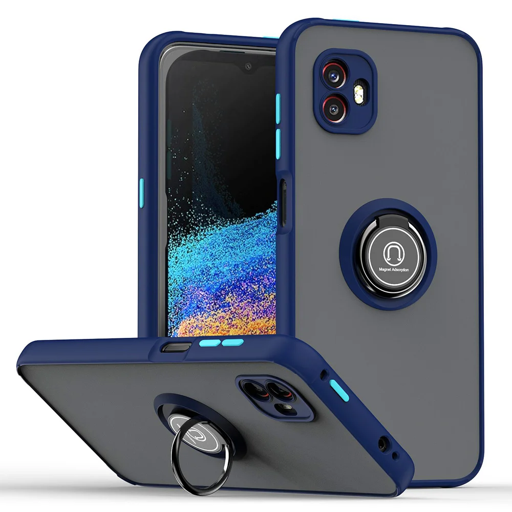 KEYSION Funda mate de moda para Samsung XCover 6 Pro Funda trasera transparente a prueba de golpes con soporte de anillo para Galaxy XCover_voghion.com