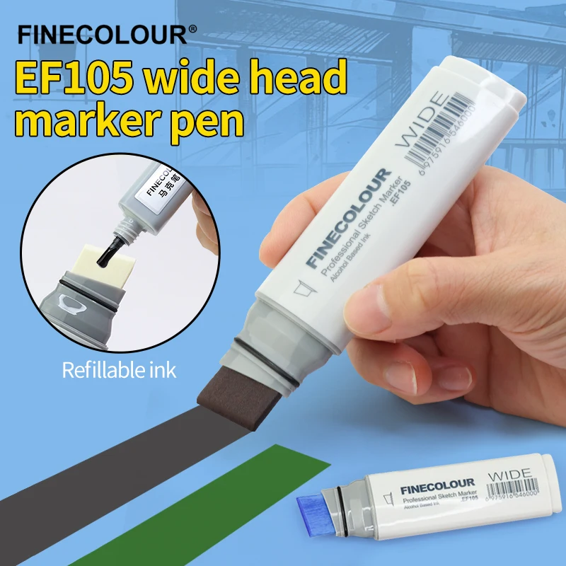 Finecolour 1/2/3Pcs 20mm Wide Markers Alcohol Line Sketching Markers Pen Drawing School Art Supplies 3