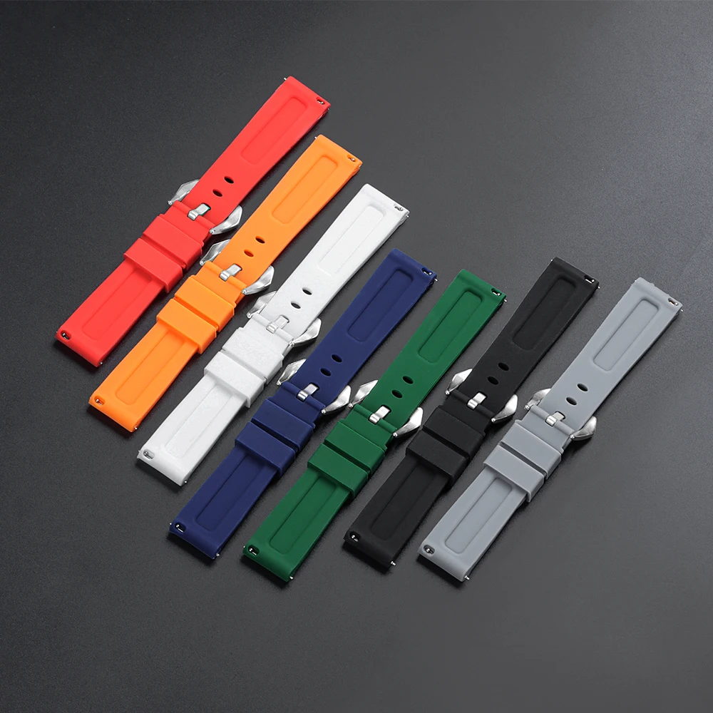 Silicone Quick Release Sport Watchband - Versatile Rubber Strap in Multiple Sizes