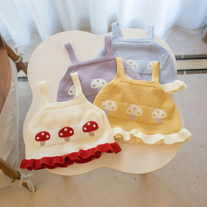 Soft Knit Girls Halter Tops for Summer