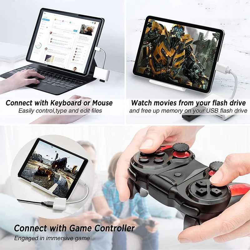 Card reader 3 In 1 SD TF Card Reader For Apple iPhone 14 12 13 11 Pro Max XR XS USB C Camera Converter For iPad Android Laptop OTG Adapter