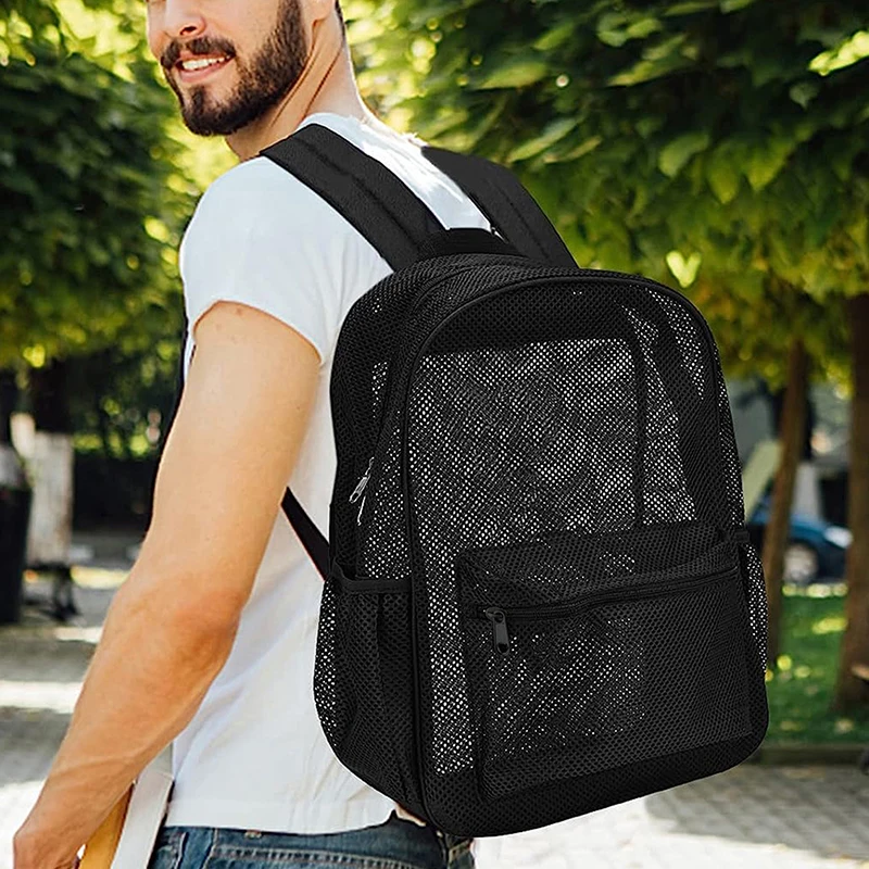 

Outdoor lightweight Mesh Backpack for men See Through Backpack with Padded Shoulder Strap Backpacks schoolbag for boys