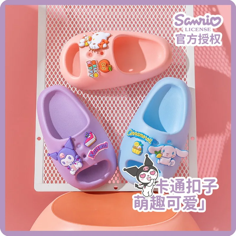 

Cute Sanrio Kid Slippers Anime Hello Kitty Kuromi Eva Portable Non-Slip Bathroom Shoes Soft Sole Summer Kid Flip-Flops Girl Gift