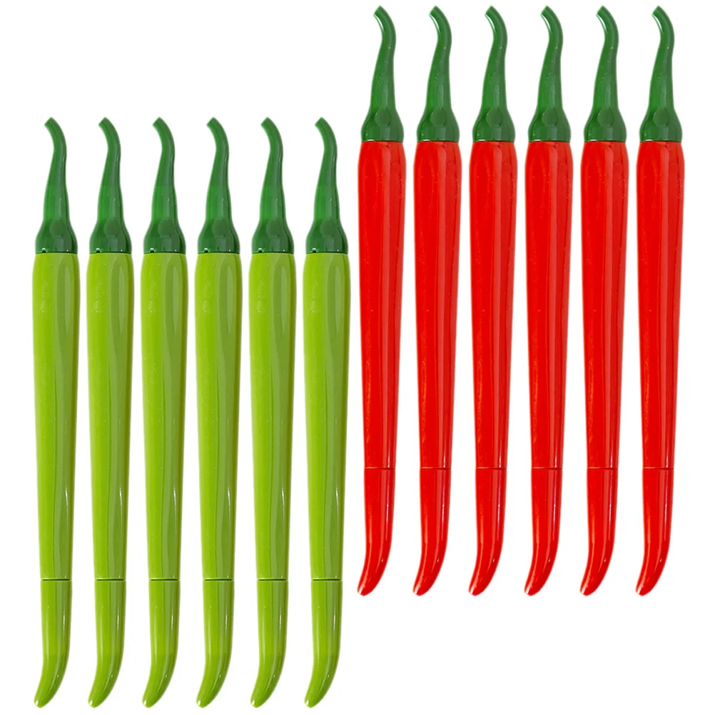 

12Pcs Pen Pepper Chili Cartoon Shape Vegetable Novelty Gel Pens Stationery Office Desk Decor Fake Model