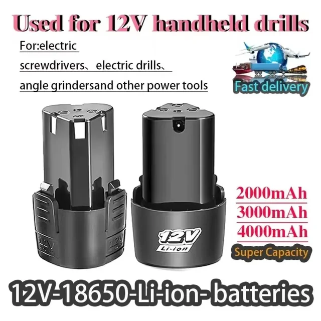 Batterie au lithium aste universelle pour tournevis électrique, perceuse électrique, mini meuleuse d'angle, outils électriques, nouveau, 12V, 4000mAh 1