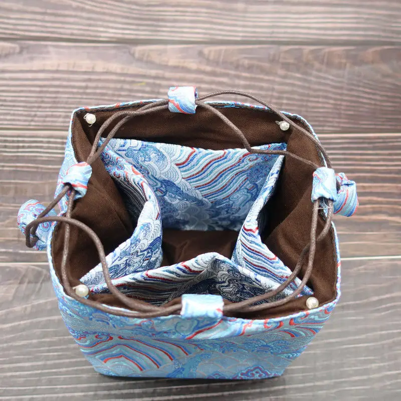 4Sizes Creative Travel Tea Set Portable Thickened Tea Cozies Storage Bag Vintage Embroidery Cup Bag Tools 1OCS LF521