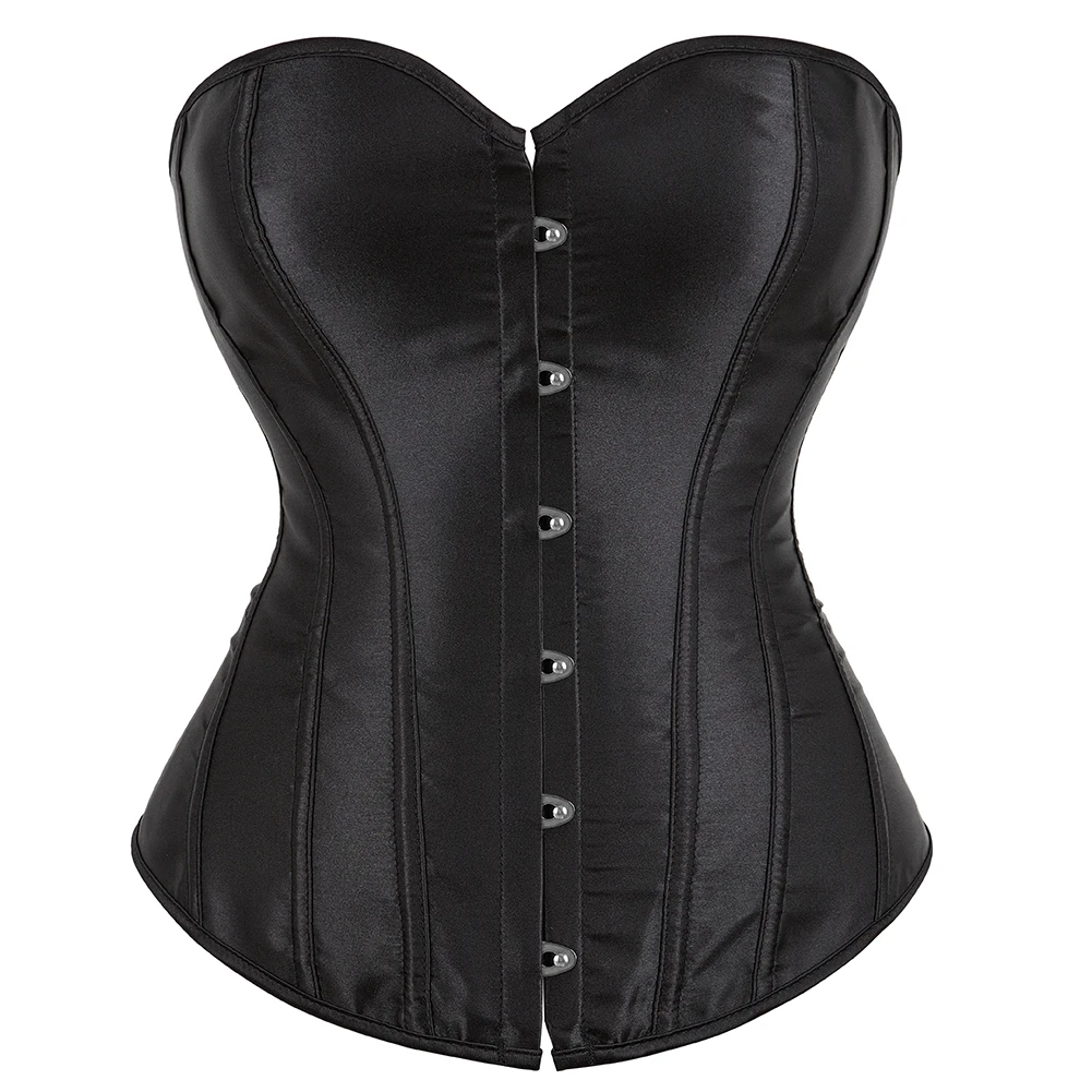 

Women's Satin Corsets Top Lace Up Boned Punk Overbust Corset Bustier Lingerie Waist Cincher Body Shaper