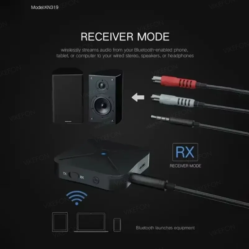 bluetooth adapter VIEKFON KN319 transmitter receiver 2 in 1 stereo audio converter wireless RCA 3.5MM AUX for car