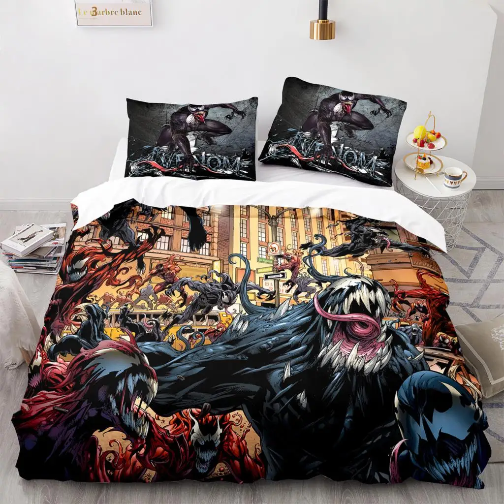 Venom Bedding Set Single Twin Full Queen King Size Alien monster Bed Set Aldult Kid Bedroom Duvetcover Sets 3D Print 011