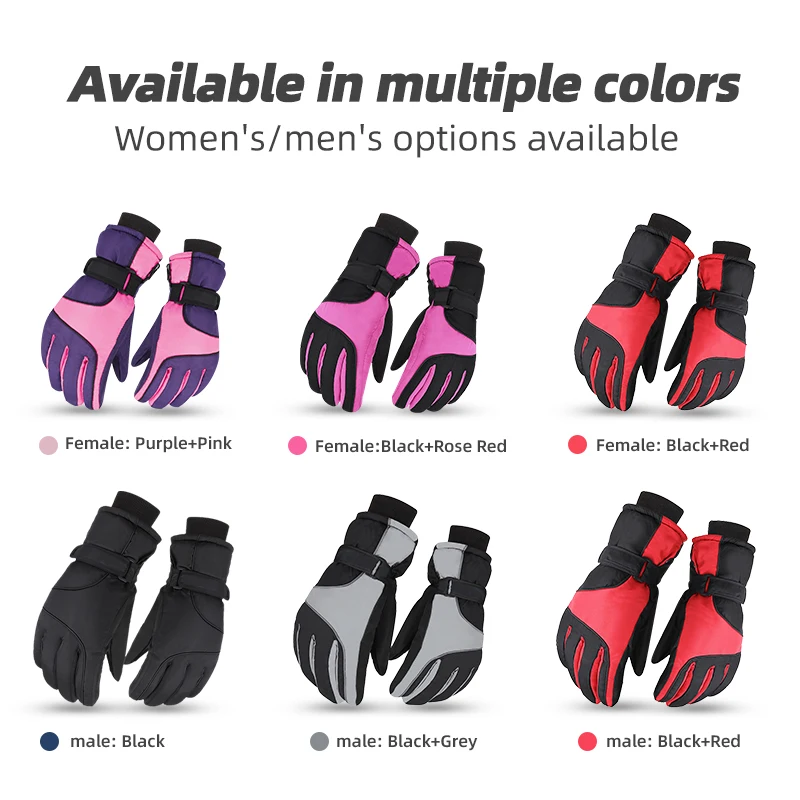 PHMAX Ski Gloves Winter Windproof Snowboard Gloves Men Women Wind Proof Thermal Fleece Touch Screen Skating Motorcycle Gloves 5