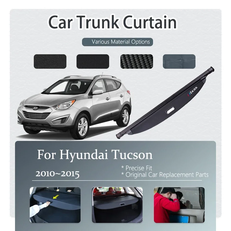 

Car Trunk Curtain Cover For Hyundai Tucson ix ix35 LM 2010~2015 Retractable Storage Trunk Rack Partition Shelter Car Accessories