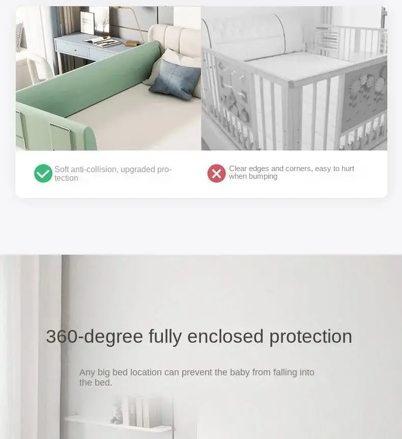 200cm Bedside Guardrail Bed Fence Newborn Fall Protection Fence Baby Bed Side Baby Anti-fall Soft Package Bed Enclosure Blocker S8422eb4154214ce58b9f5701e6b5ecbaI