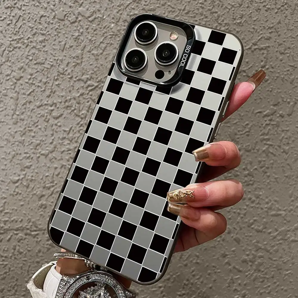 Cute Cartoon Soft Silicone Phone Cover with Silver IMD Grid Design