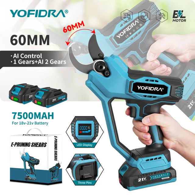YOFIDRA Cisailles électriques sans balais 60MM, contrôle automatique de la vitesse, sécateur, outil de coupe, ensembles d'outils électriques pour batterie Makita 1