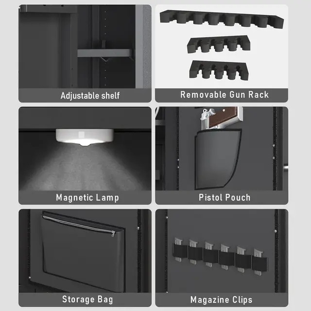 30-40 Large Gun Safe for Rifles and Pistols, Unassembled Digital Gun Safe, Rifle Safe with LCD Keypad and Adjustable Shlef 5