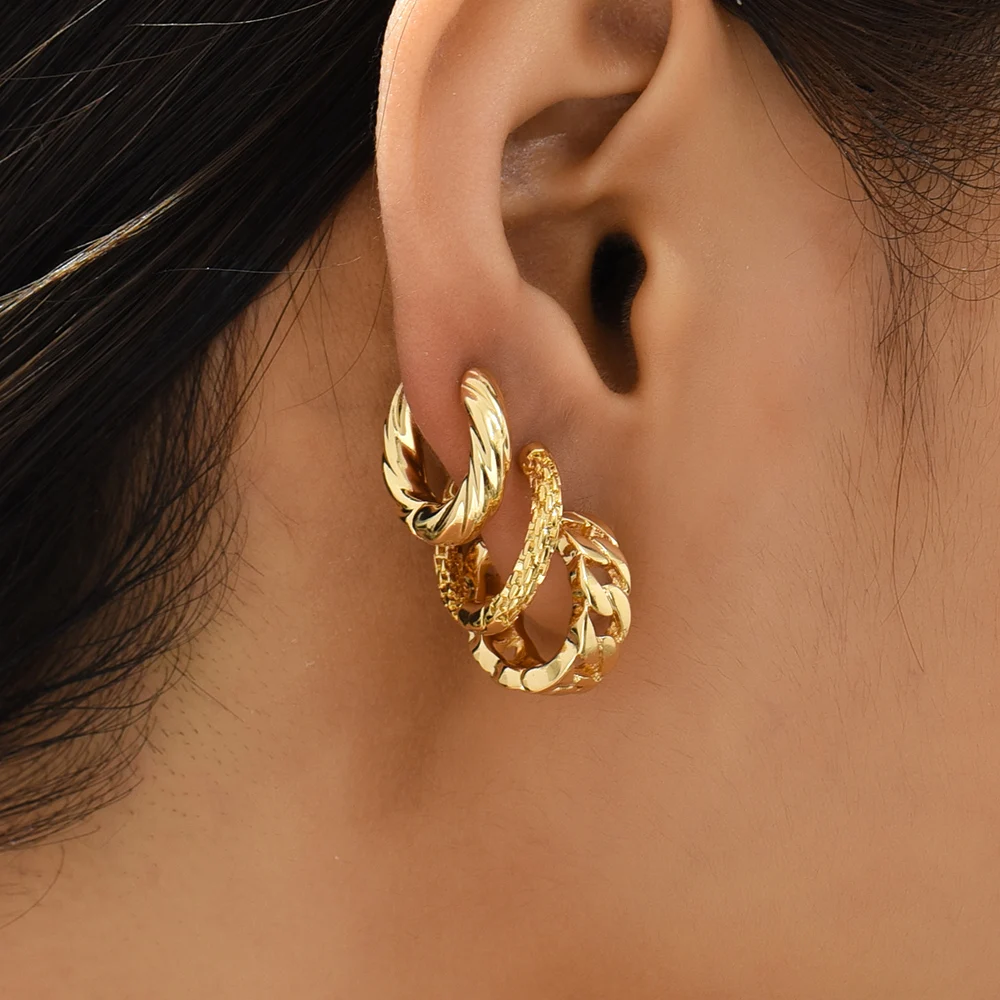 Trendy Gold Color Stainless Steel Hoop Earrings Women Girl Cartilage Piercing Small Ear Buckle Classic Jewelry 2025 Wedding Gift