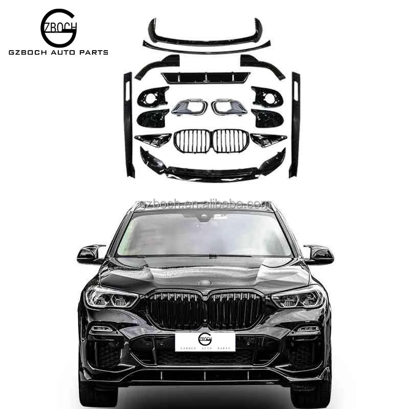 

G05 Black warrior kits For BMWs X5 G05 gloss black front lip rear diffuser side skirt Grill car mirror spoiler