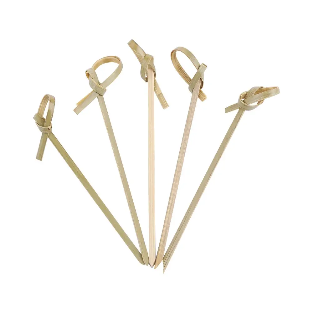Description Picture 6 of item100pcs Barbeque Kitchen & Bar Party Decoration Fruit Forks Cocktail Picks Bamboo Knot Skewers Stick