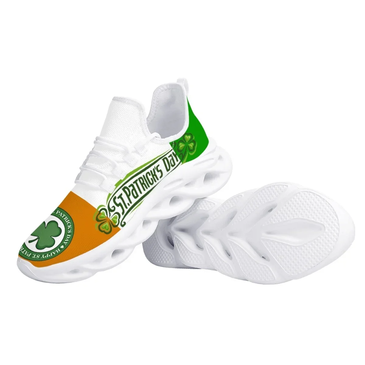 New Clover Print Platform Sneakers St. Patrick's Day Trend Vulcanized Shoes Casual Breathable Lightweight Flat Lace-up Shoes